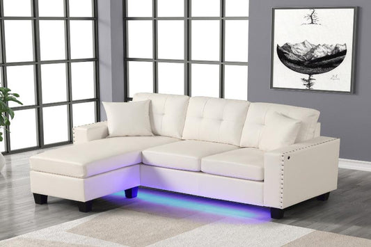 Messi White PU Reversible Sofa Chaise