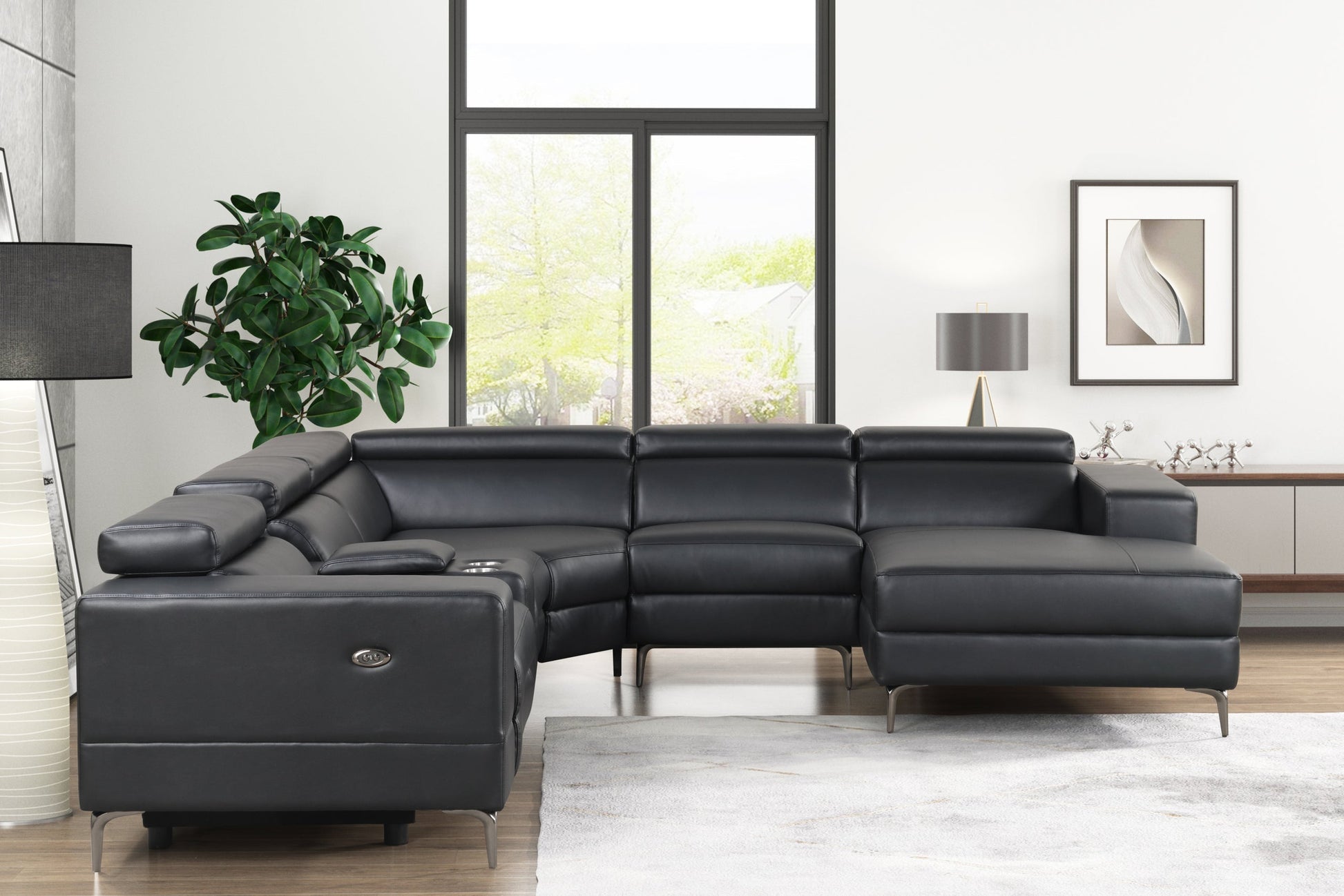 Milano Black 6-Piece Power Reclining Sectional