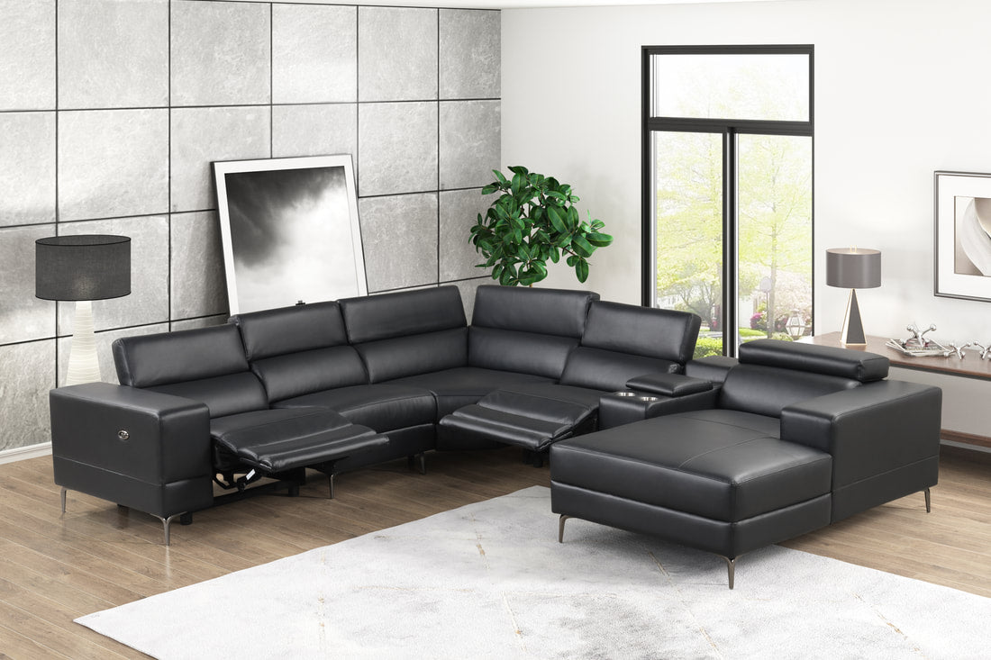 MILANO BLACK - 6PC Power Reclining Sectional