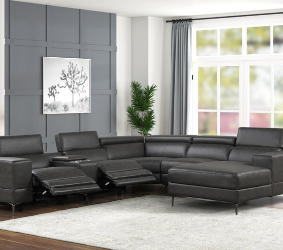 MILANO GRAY- 6PC Power Reclining Sectional