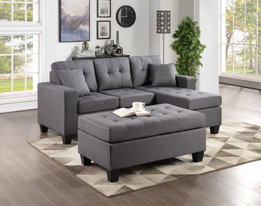 Naomi Grey Linen - Reversible Sectional