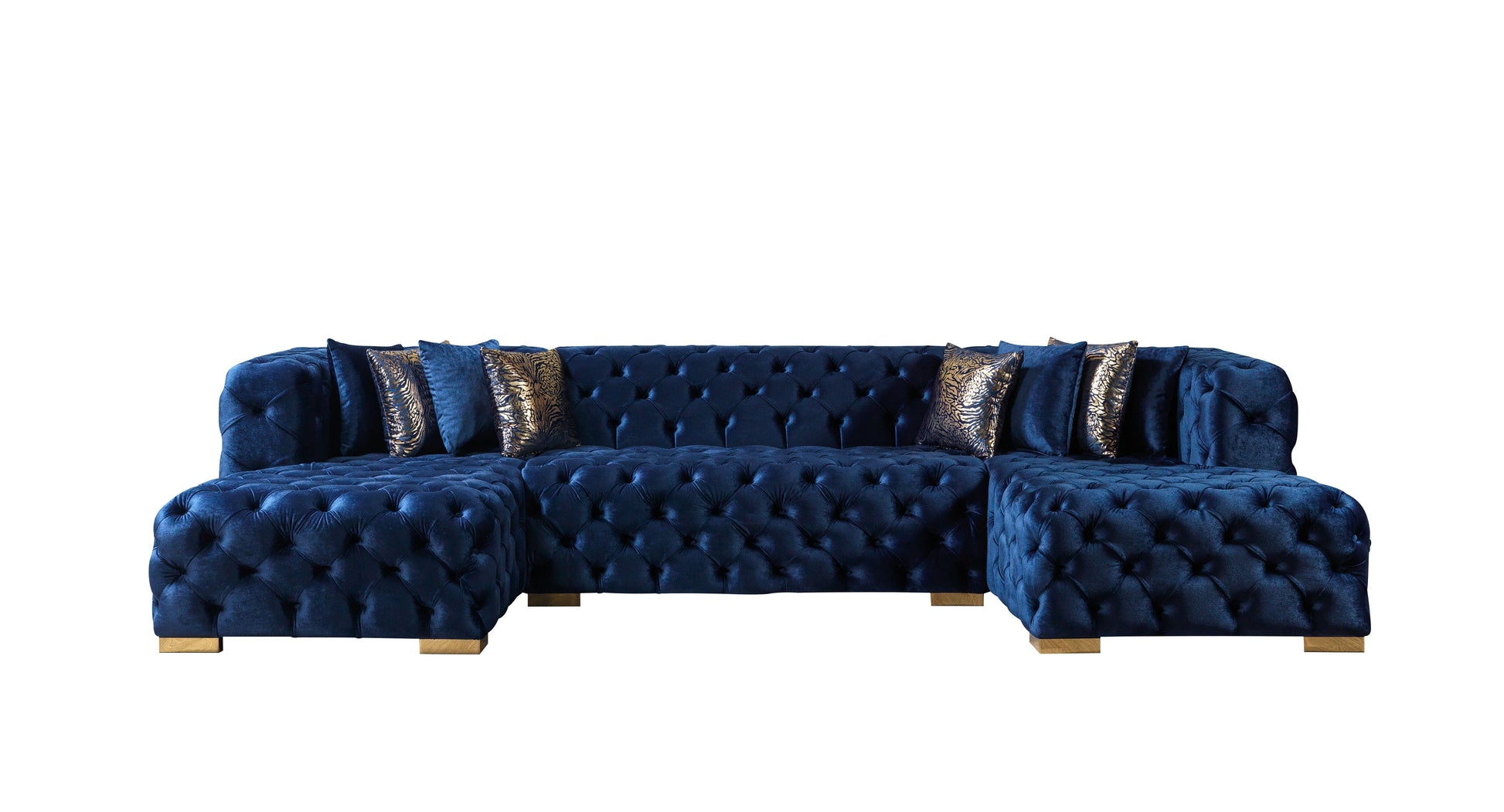 Neva Blue Velvet Double Chaise Sectional