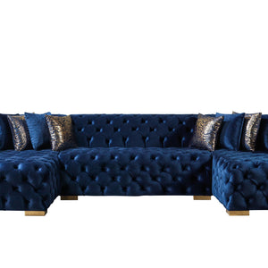 Neva Blue Velvet Double Chaise Sectional