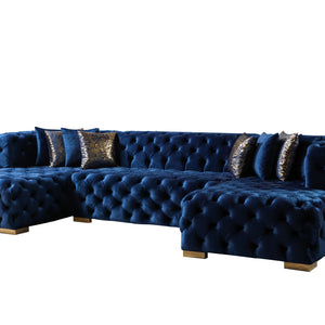 Neva Blue Velvet Double Chaise Sectional