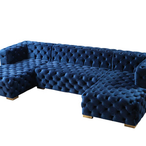 Neva Blue Velvet Double Chaise Sectional