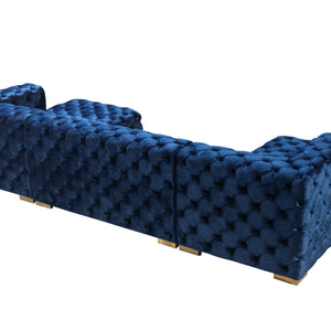 Neva Blue Velvet Double Chaise Sectional