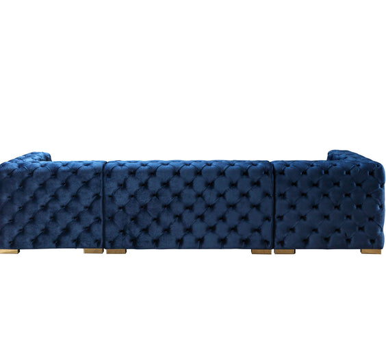 Neva Blue Velvet Double Chaise Sectional