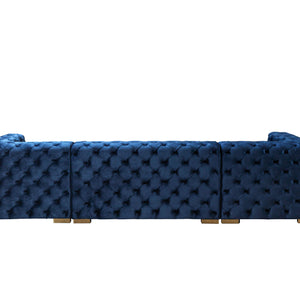 Neva Blue Velvet Double Chaise Sectional