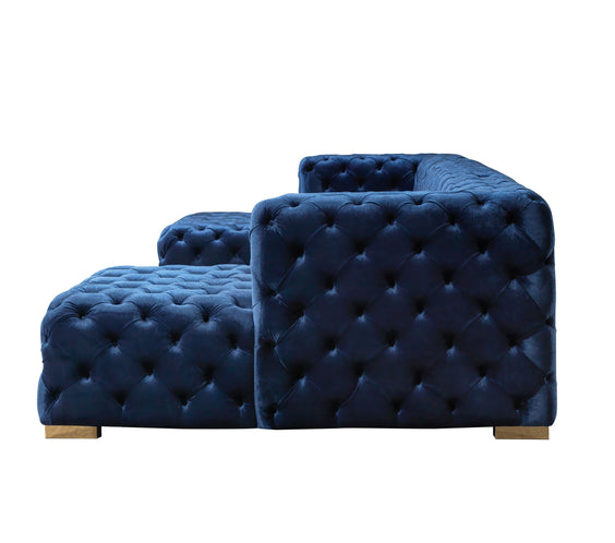 Neva Blue Velvet Double Chaise Sectional