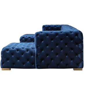 Neva Blue Velvet Double Chaise Sectional