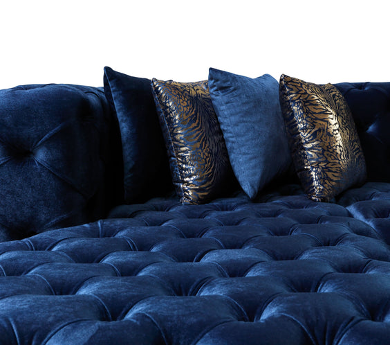 Neva Blue Velvet Double Chaise Sectional