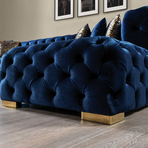 Neva Blue Velvet Double Chaise Sectional