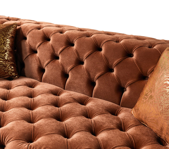 Neva Orange Velvet Double Chaise Sectional