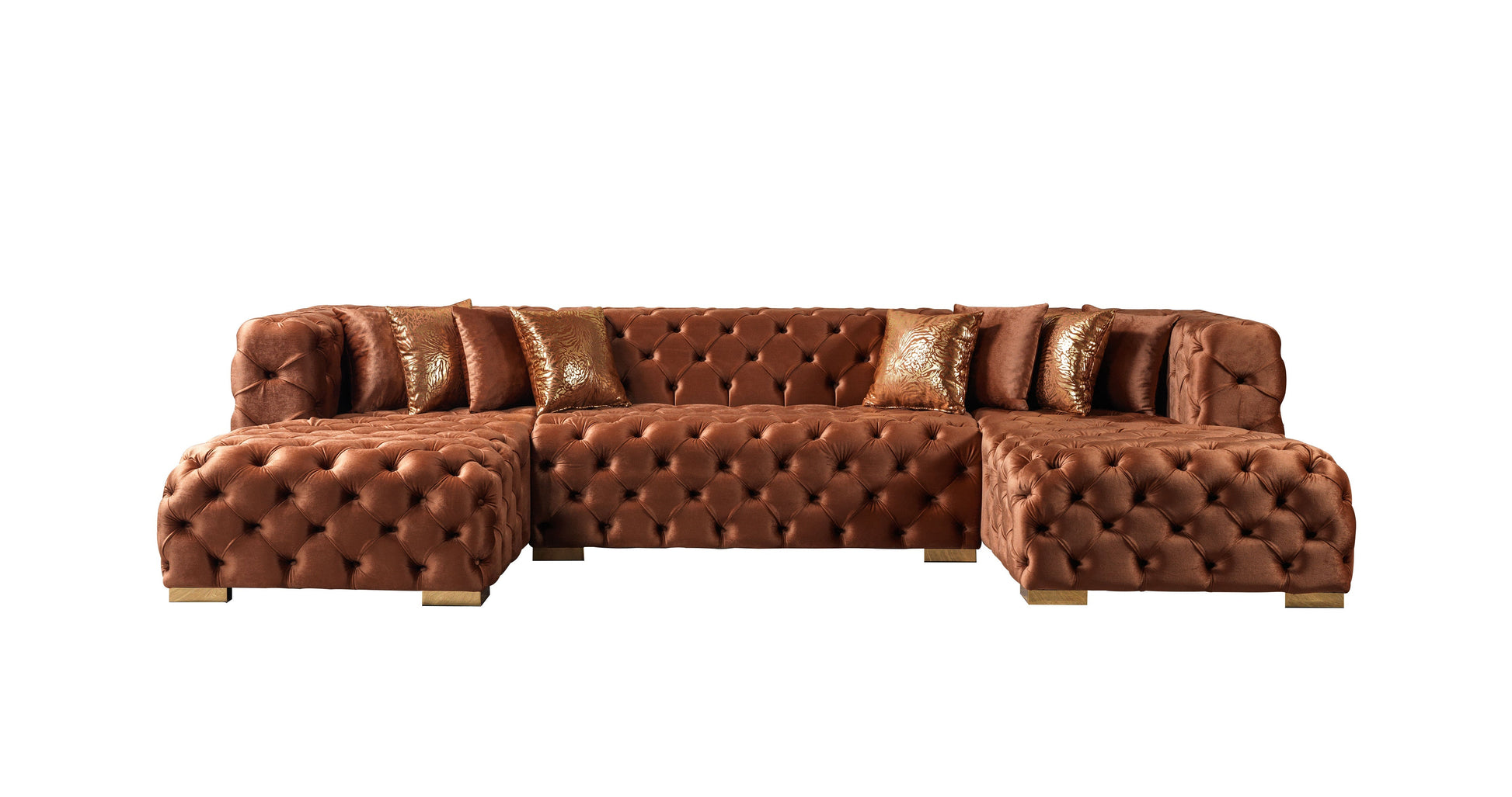 Neva Orange Velvet Double Chaise Sectional