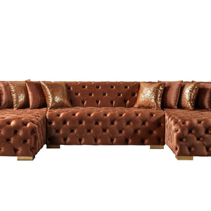 Neva Orange Velvet Double Chaise Sectional