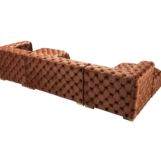 Neva Orange Velvet Double Chaise Sectional