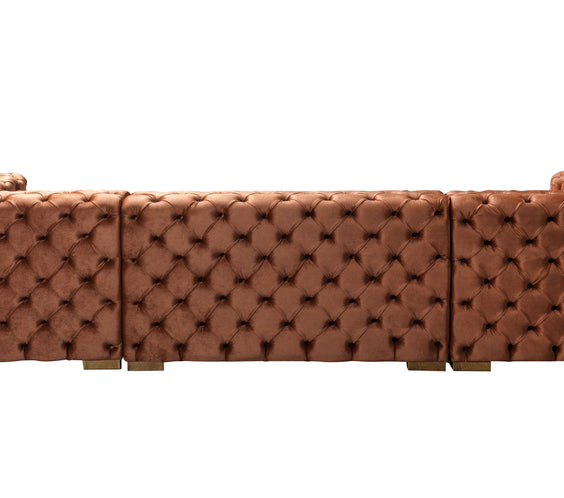 Neva Orange Velvet Double Chaise Sectional