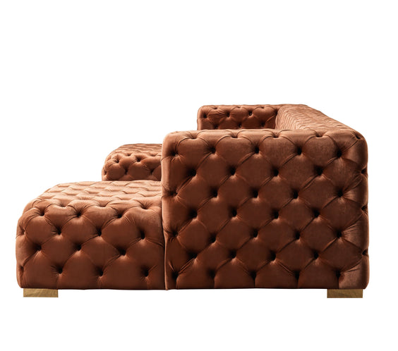 Neva Orange Velvet Double Chaise Sectional