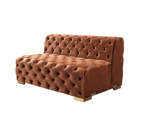 Neva Orange Velvet Double Chaise Sectional