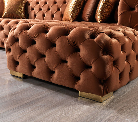 Neva Orange Velvet Double Chaise Sectional