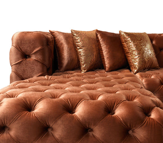 Neva Orange Velvet Double Chaise Sectional