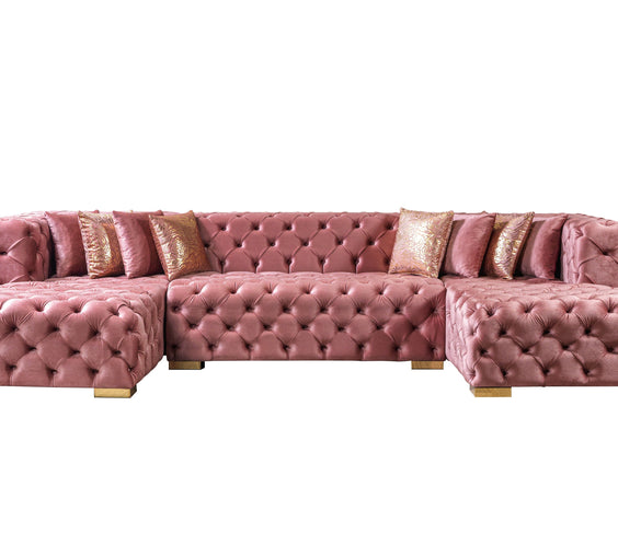 Neva Pink Velvet Double Chaise Sectional