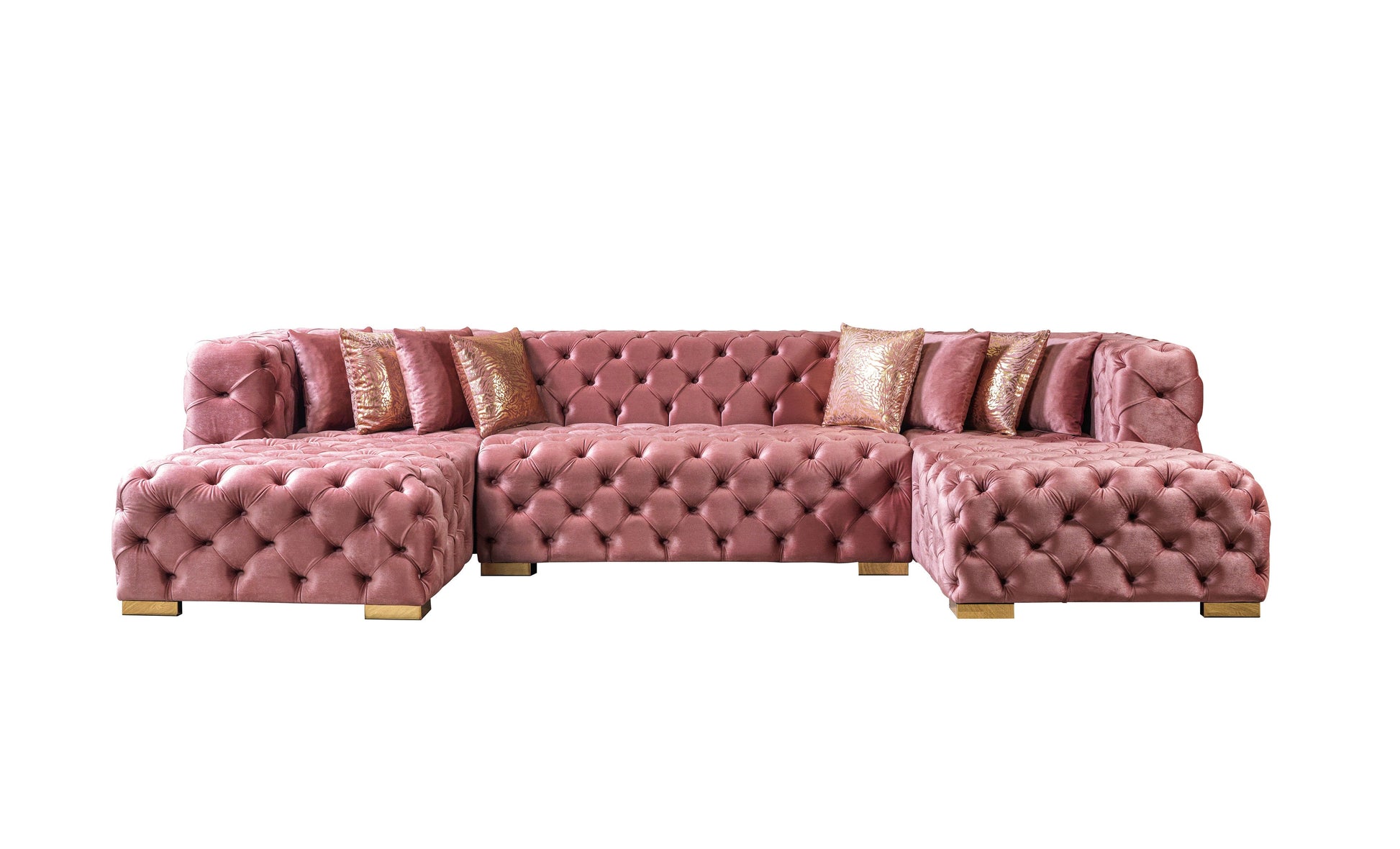 Neva Pink Velvet Double Chaise Sectional