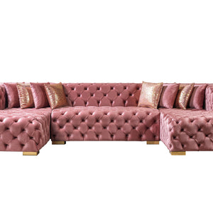 Neva Pink Velvet Double Chaise Sectional