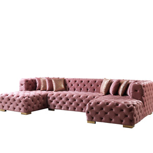 Neva Pink Velvet Double Chaise Sectional