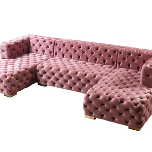 Neva Pink Velvet Double Chaise Sectional