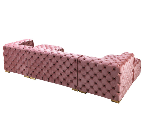 Neva Pink Velvet Double Chaise Sectional