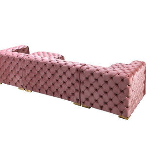 Neva Pink Velvet Double Chaise Sectional