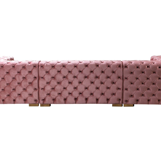 Neva Pink Velvet Double Chaise Sectional
