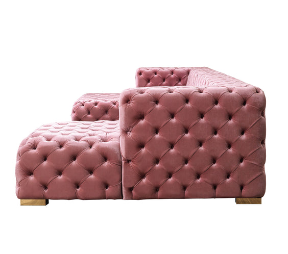 Neva Pink Velvet Double Chaise Sectional