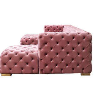 Neva Pink Velvet Double Chaise Sectional