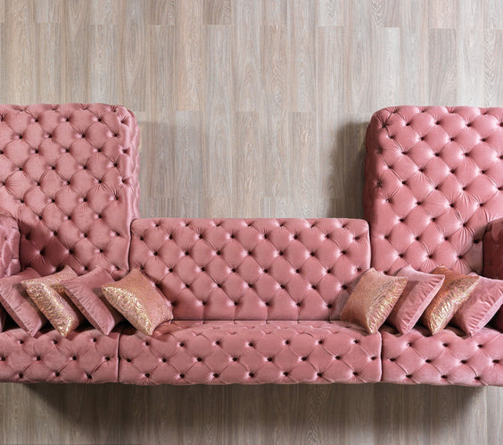 Neva Pink Velvet Double Chaise Sectional