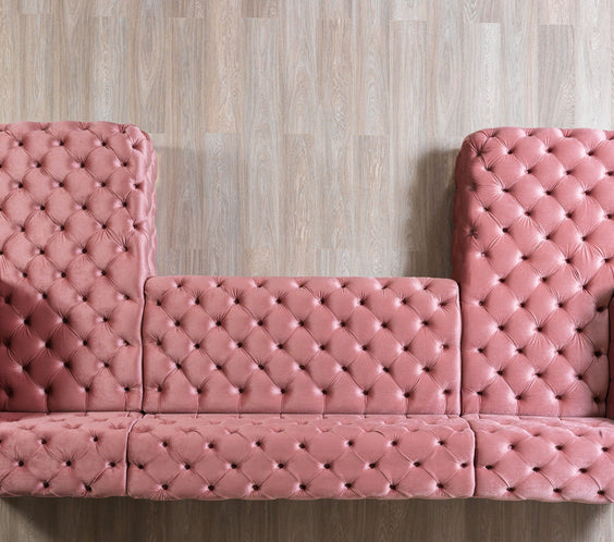 Neva Pink Velvet Double Chaise Sectional