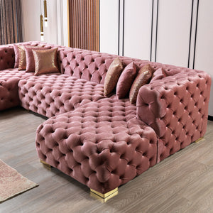 Neva Pink Velvet Double Chaise Sectional