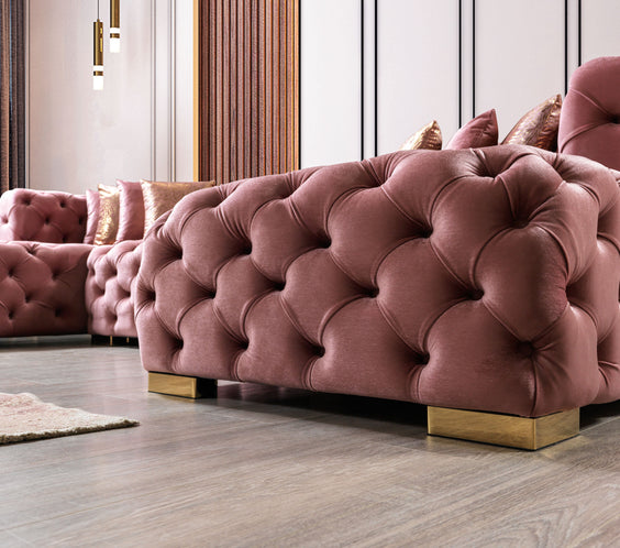 Neva Pink Velvet Double Chaise Sectional