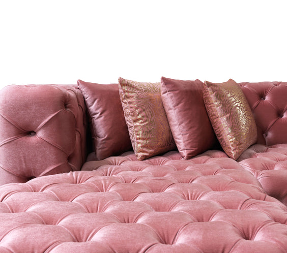 Neva Pink Velvet Double Chaise Sectional