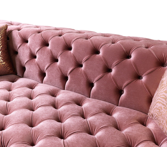 Neva Pink Velvet Double Chaise Sectional