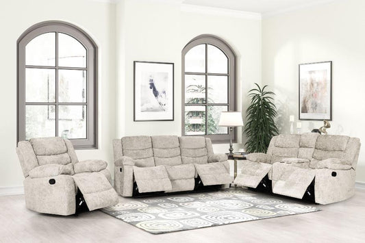 Oliver Beige 3-Piece Reclining Living Room Set