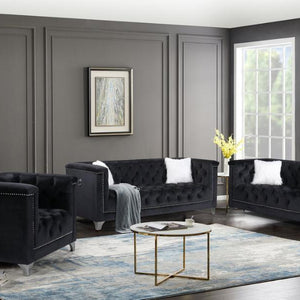 Prince Velvet Black Living Room Set