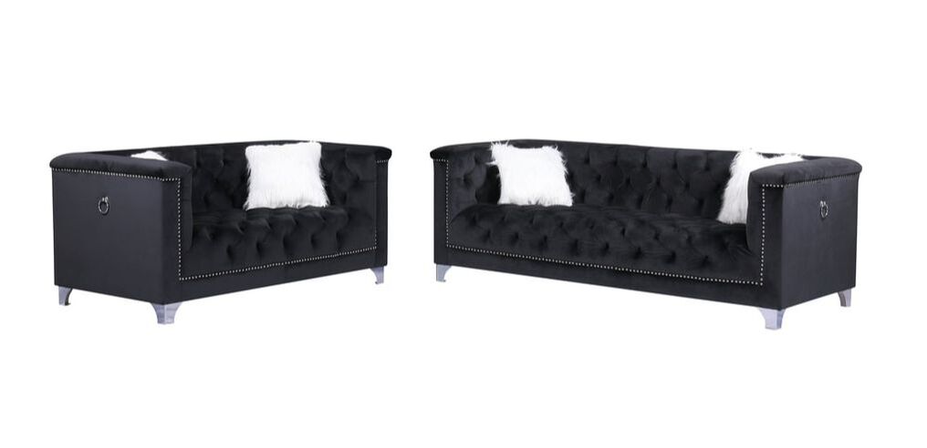 Prince Velvet Black Living Room Set