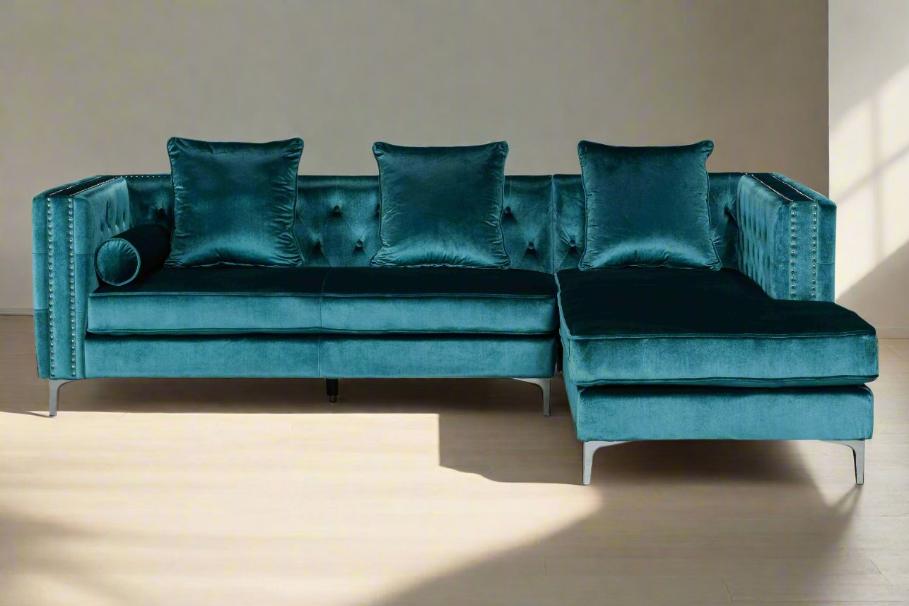 Ava Teal Velvet RAF Sectional