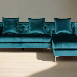 Ava Teal Velvet RAF Sectional