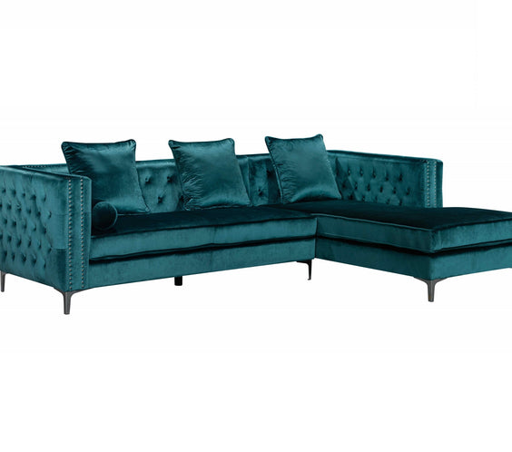Ava Teal Velvet RAF Sectional