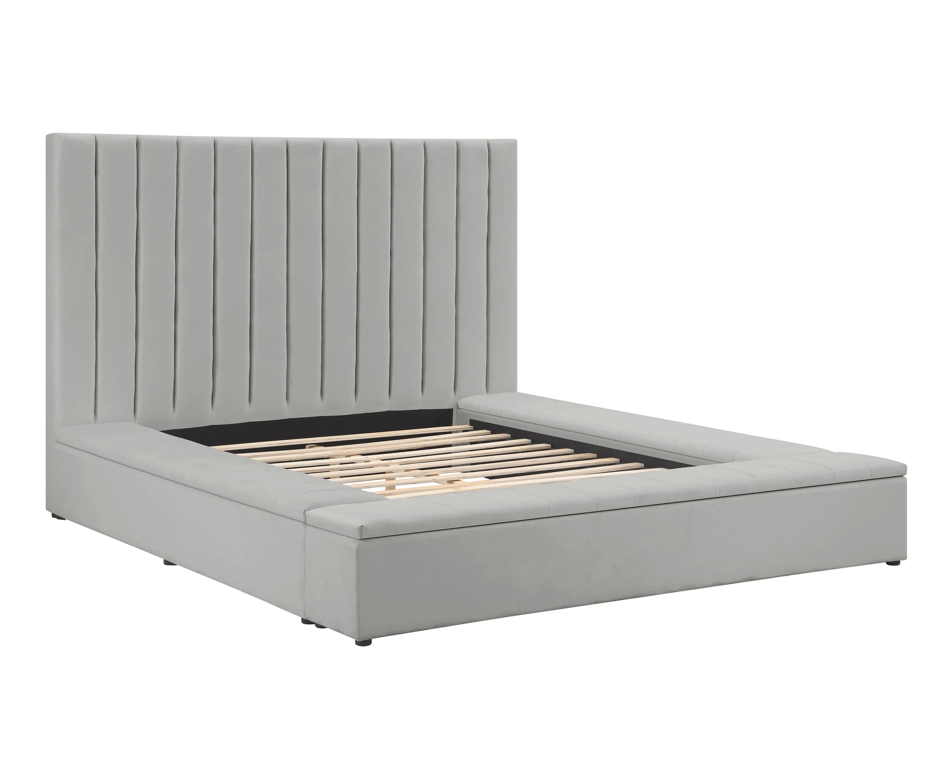 France Grey Platform Bed - Queen, King