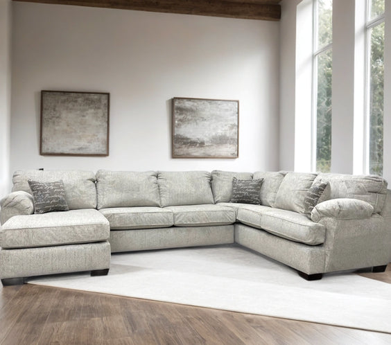Brentwood Ivory Linen Modern Contemporary Traditional Chenille Fabric Sectional