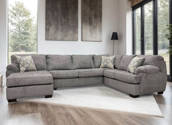 Brentwood Gray Modern Contemporary Traditional Chenille Fabric Sectional